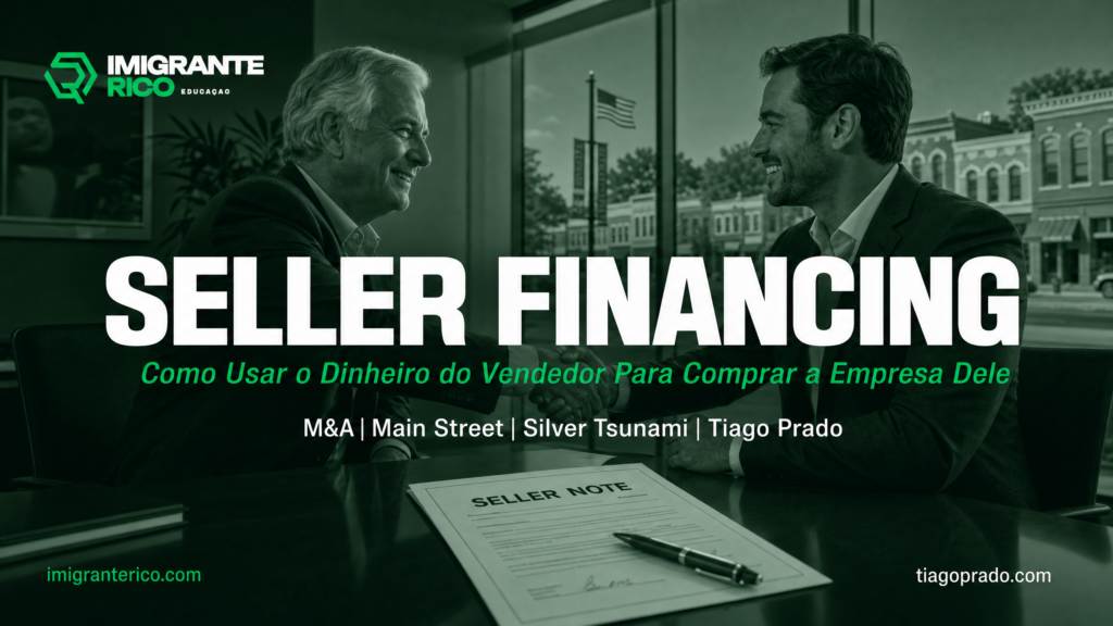 Capa do blog Seller Financing em M&A — Imigrante Rico Educação | Comprar empresa nos EUA | Main Street | Silver Tsunami | Tiago Prado
